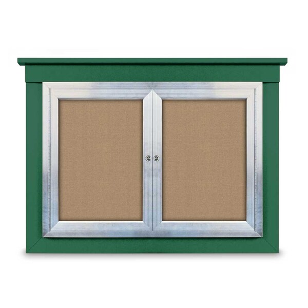24"x36" 1-Door Enclosed Outdoor Letterboard, Hdr, Green Felt/Bronze